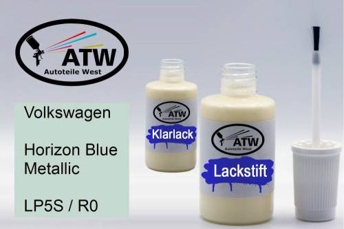 Volkswagen, Horizon Blue Metallic, LP5S / R0: 20ml Lackstift + 20ml Klarlack - Set, von ATW Autoteile West.